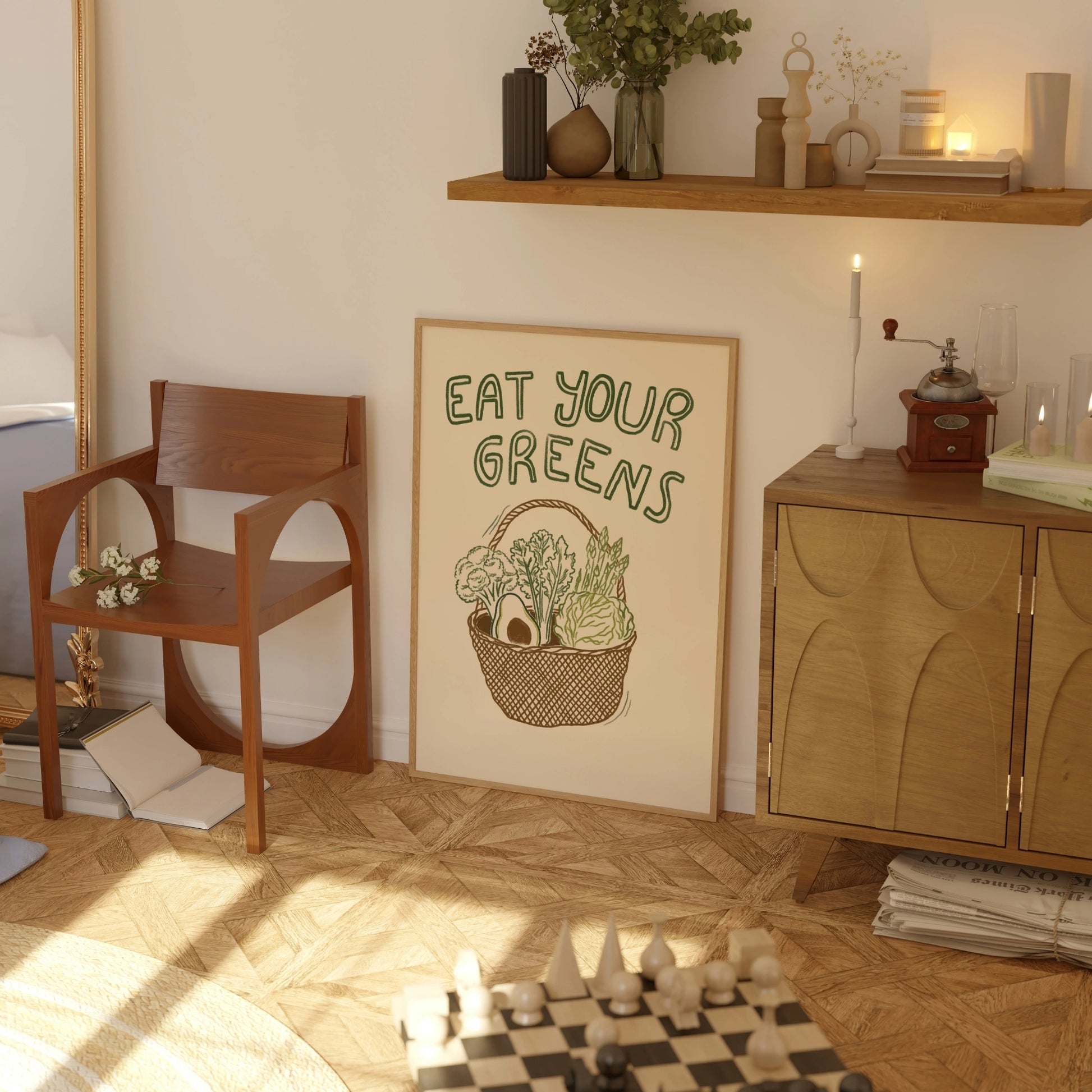 Decorazione murale per la tavola da pranzo italiana – Stampa di pasta, vino e cucina