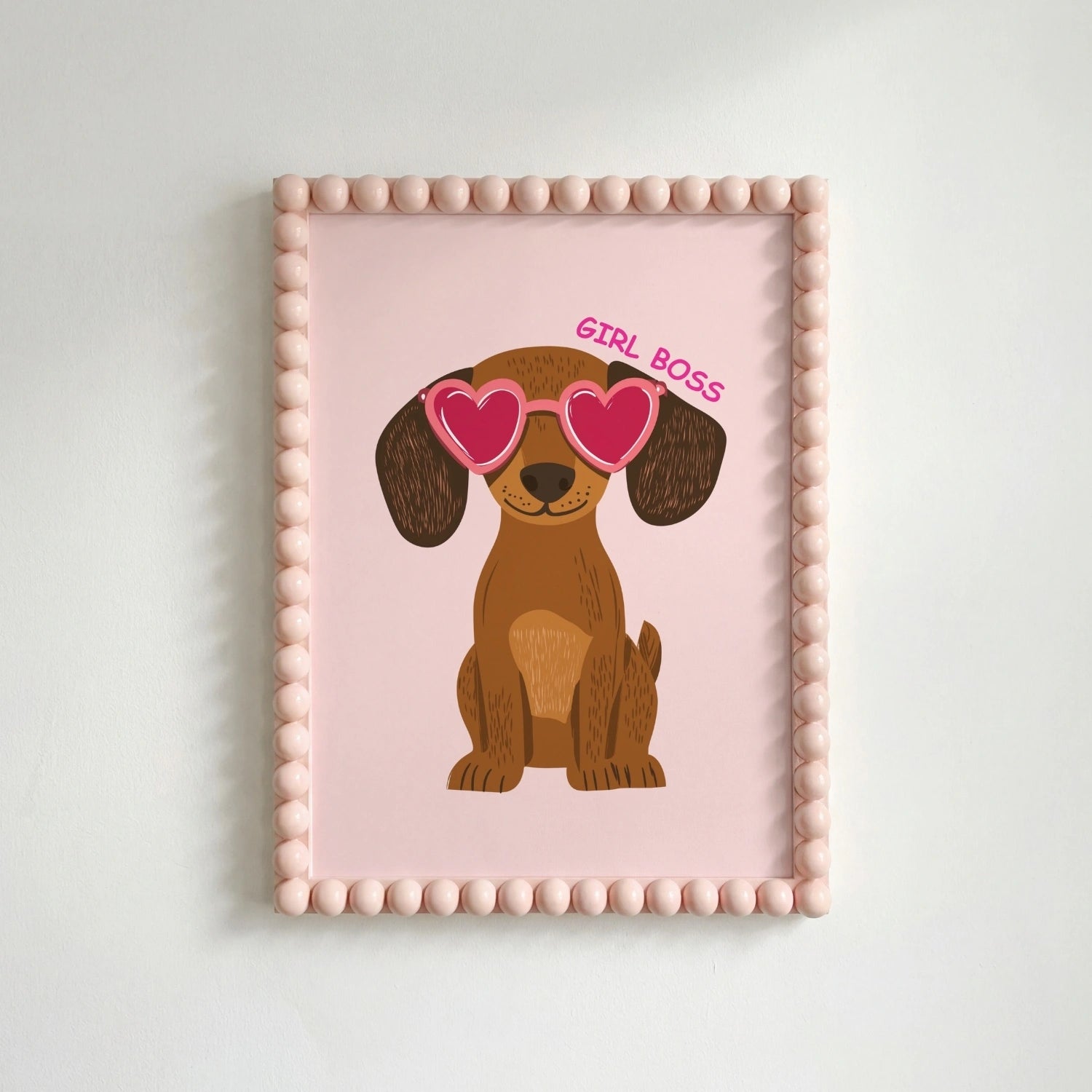 Arte de Pared Perro Jefa - Póster de Cachorro Rosa, Decoración para Cuarto de Niñas