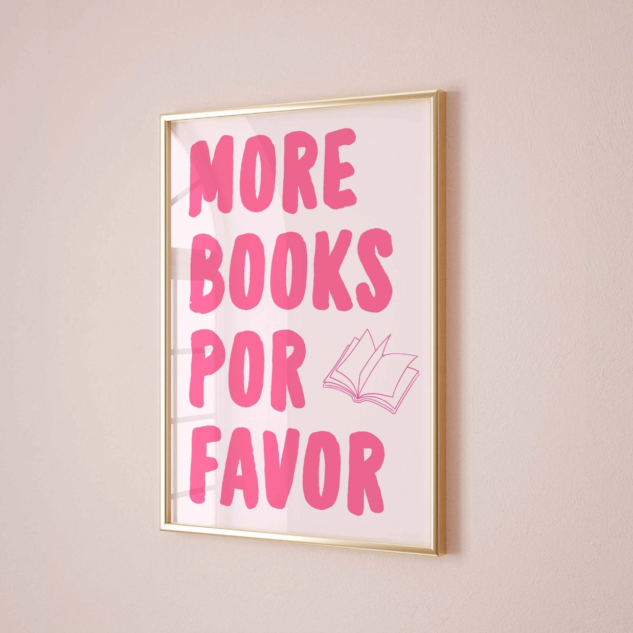 More Books Por Favor  – Pink Bookish Print