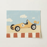 Stampa per cameretta dei bambini con auto da corsa: simpatica decorazione murale con veicoli per ragazzi