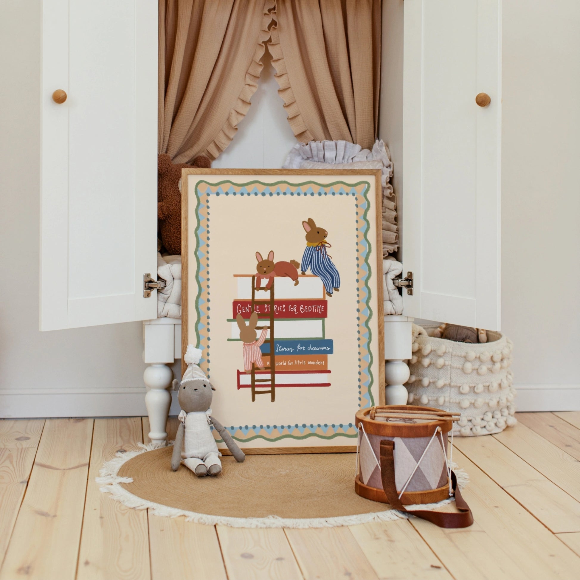 Bedtime Stories Nursery Print, Whimsical Kids Decor