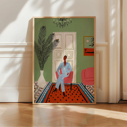 Chic Lounge Boho Wall Art – Modern Interior Scene