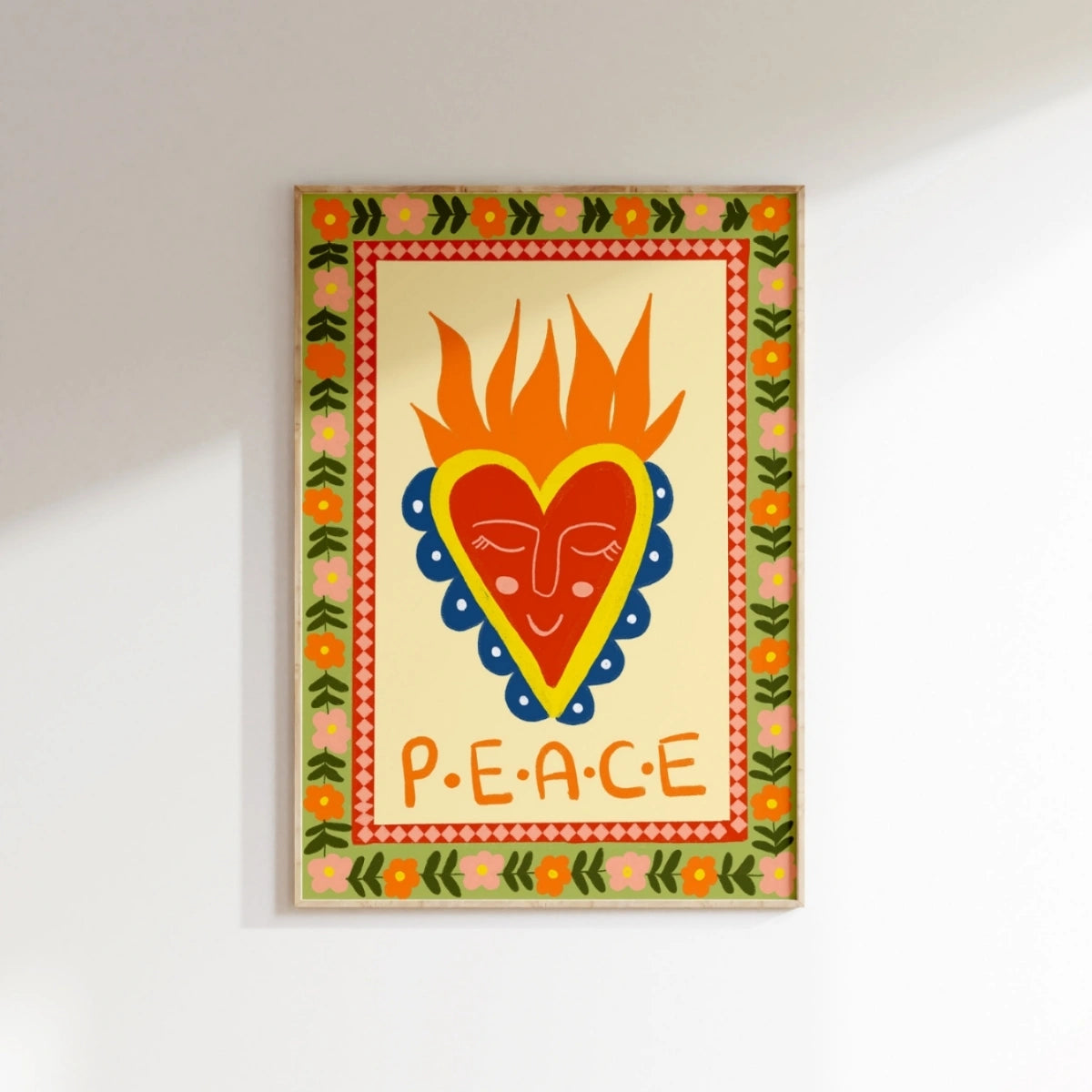 Tableau mural « Cœur Sacré de la Paix » – Décoration murale d'art populaire chrétien, Décoration murale chrétienne