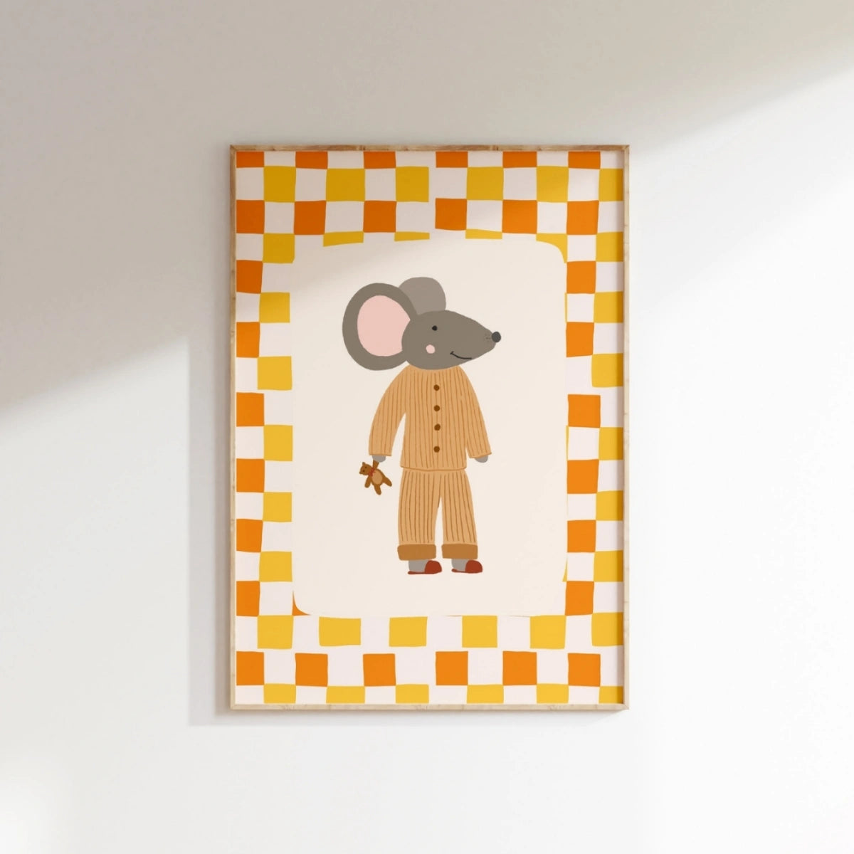 Mouse in Pajamas Nursery Print, Colorful Kids Decor