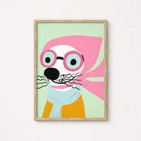 Hipster Seal Wall Art - Funny Animal Poster