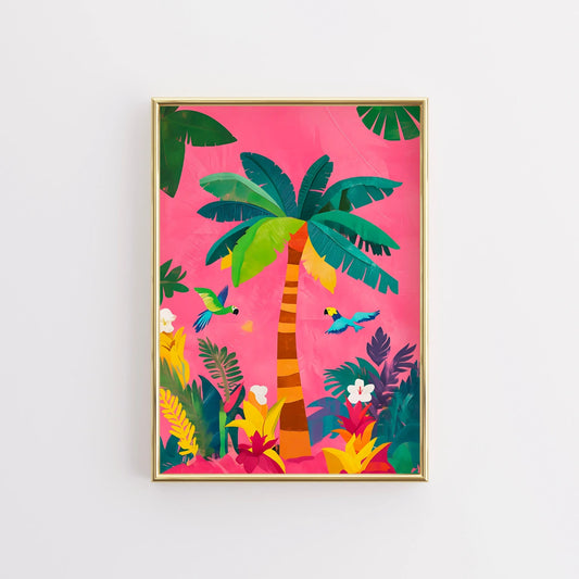 Tropical Palm Tree Wall Art – Colorful Jungle Printable