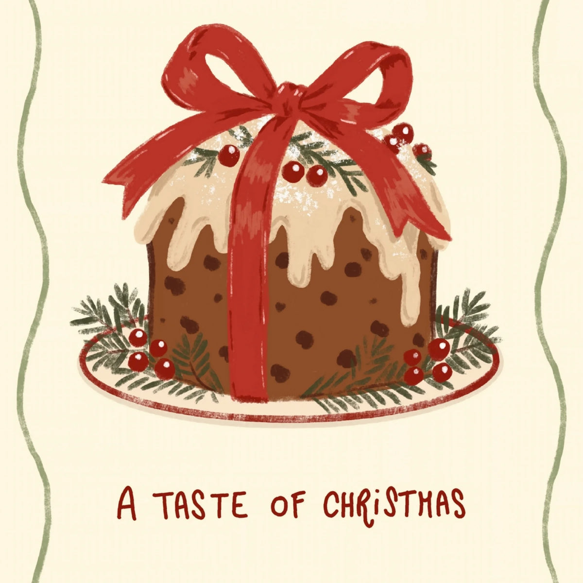Traditional Christmas Pudding with Red Bow – Póster de Navidad