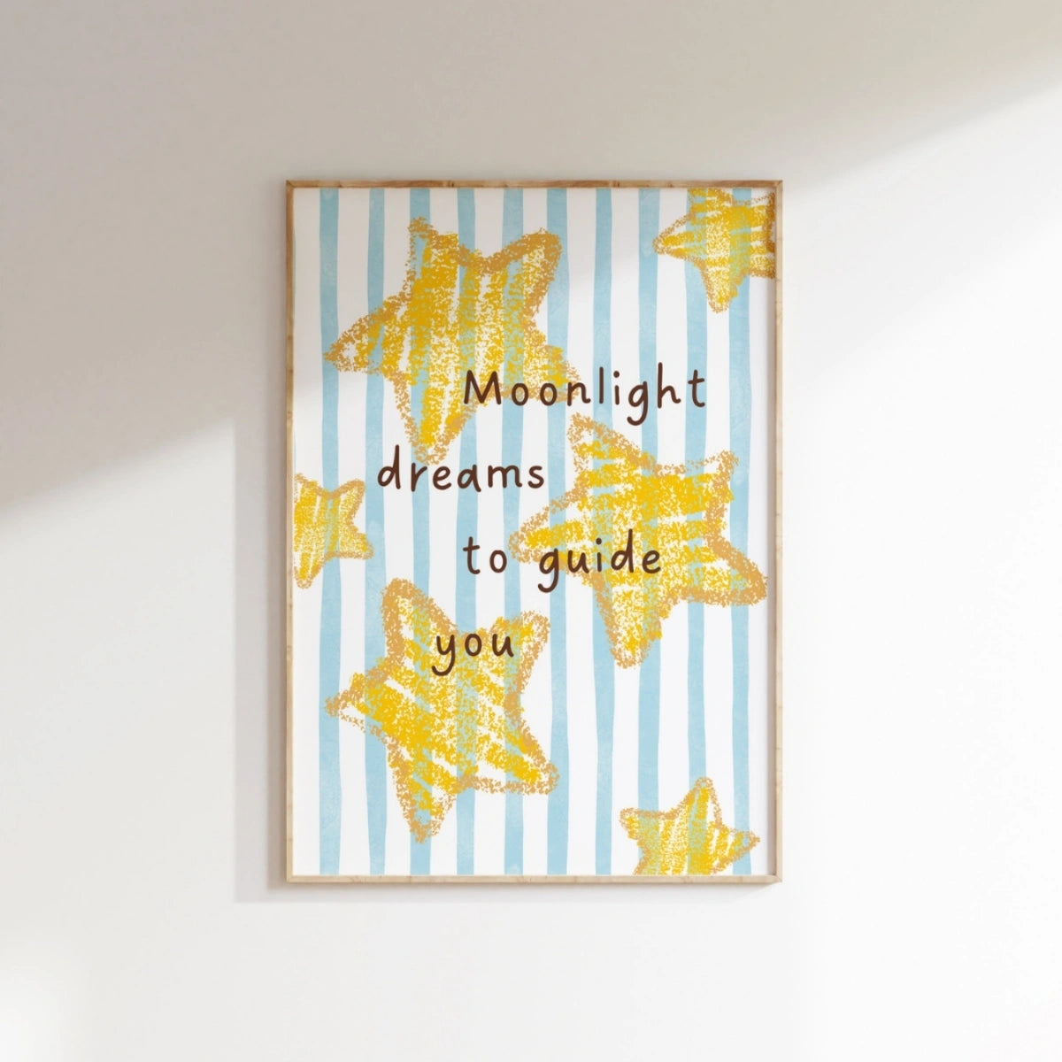 Moonlight Dreams Nursery Print - Starry Night Wall Art for Kids, Colorful Kids Decor