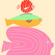 Tropical Fish Over Pink Waves – Coastal Wall Art