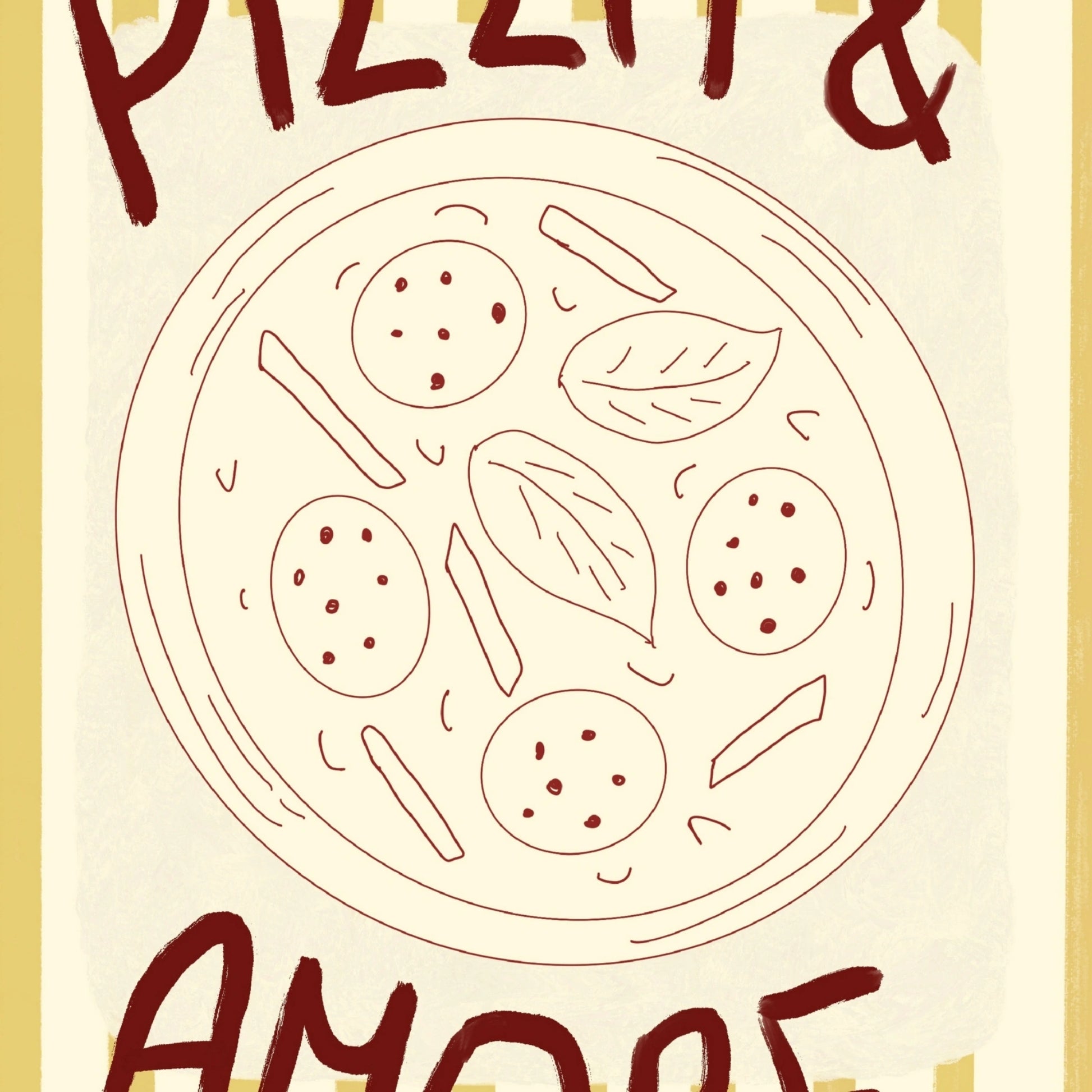 Decorazione murale per la tavola da pranzo italiana – Stampa di pasta, vino e cucina