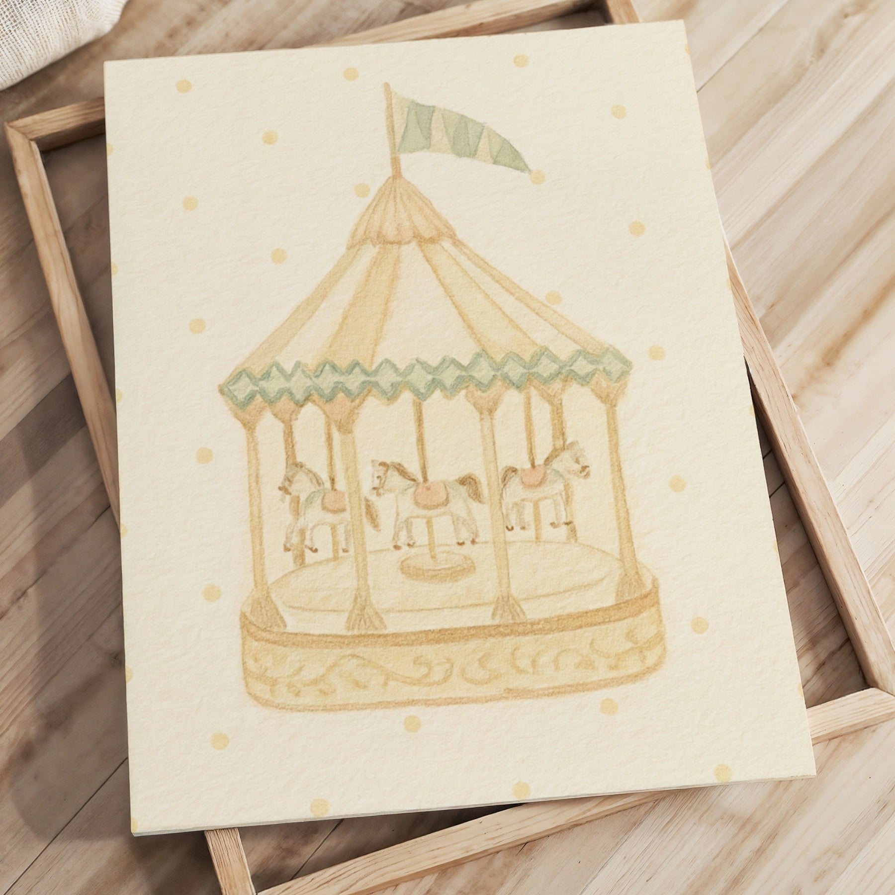 Stampa su tela con giostra vintage per bambini 