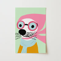Hipster Seal Wall Art - Funny Animal Poster