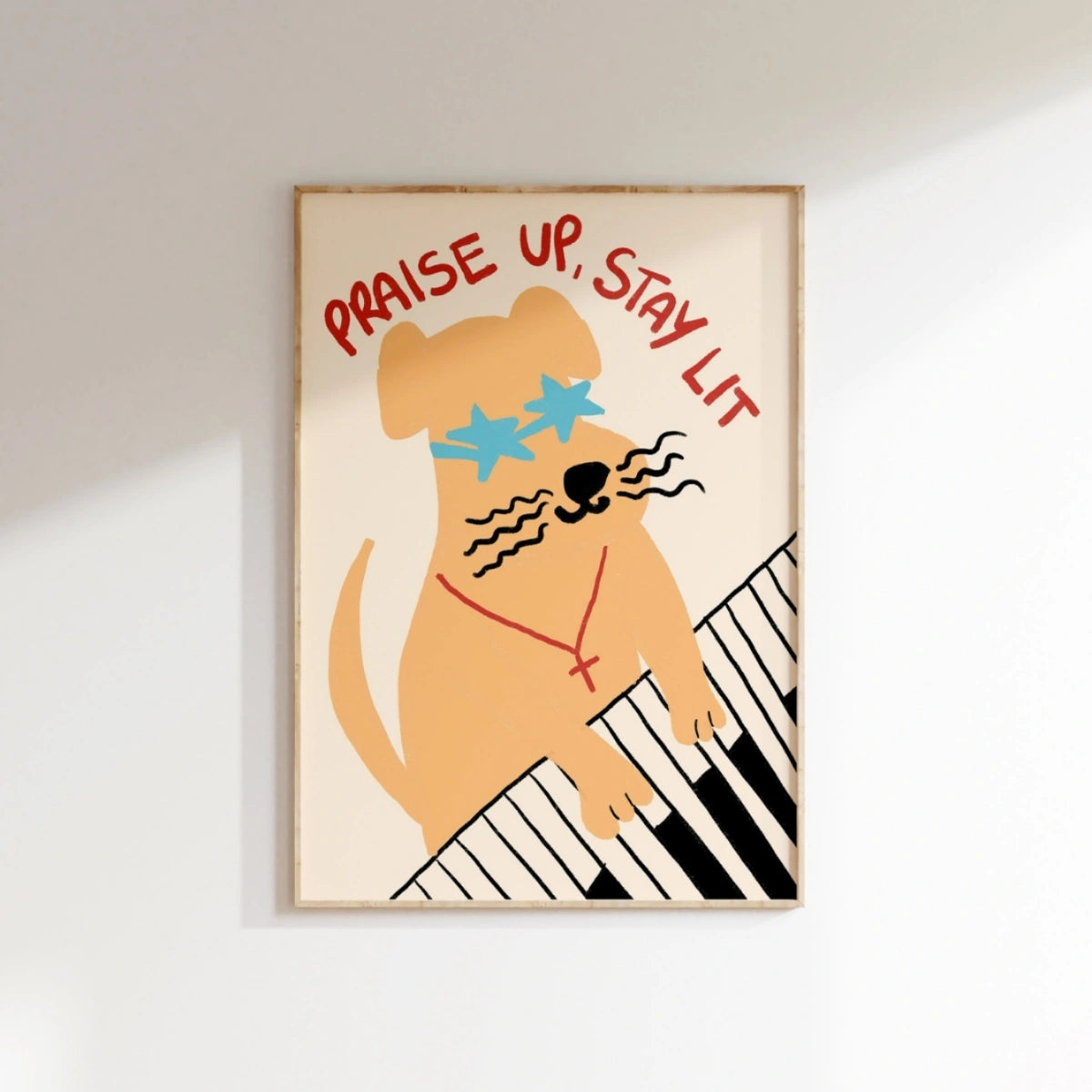 Stampa "Praise Up Stay Lit" – Arte Cristiana Divertente, Decorazione Murale Cristiana