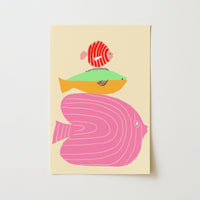 Colorful Fish Wall Art - Coastal Kids Room Print