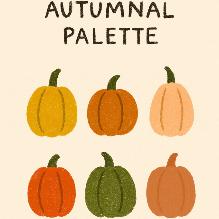 Arte mural con paleta otoñal: impresión de calabaza otoñal