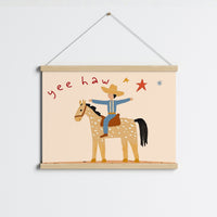 Stampa per cameretta dei bambini con tema cowboy: simpatica decorazione murale western per ragazzi