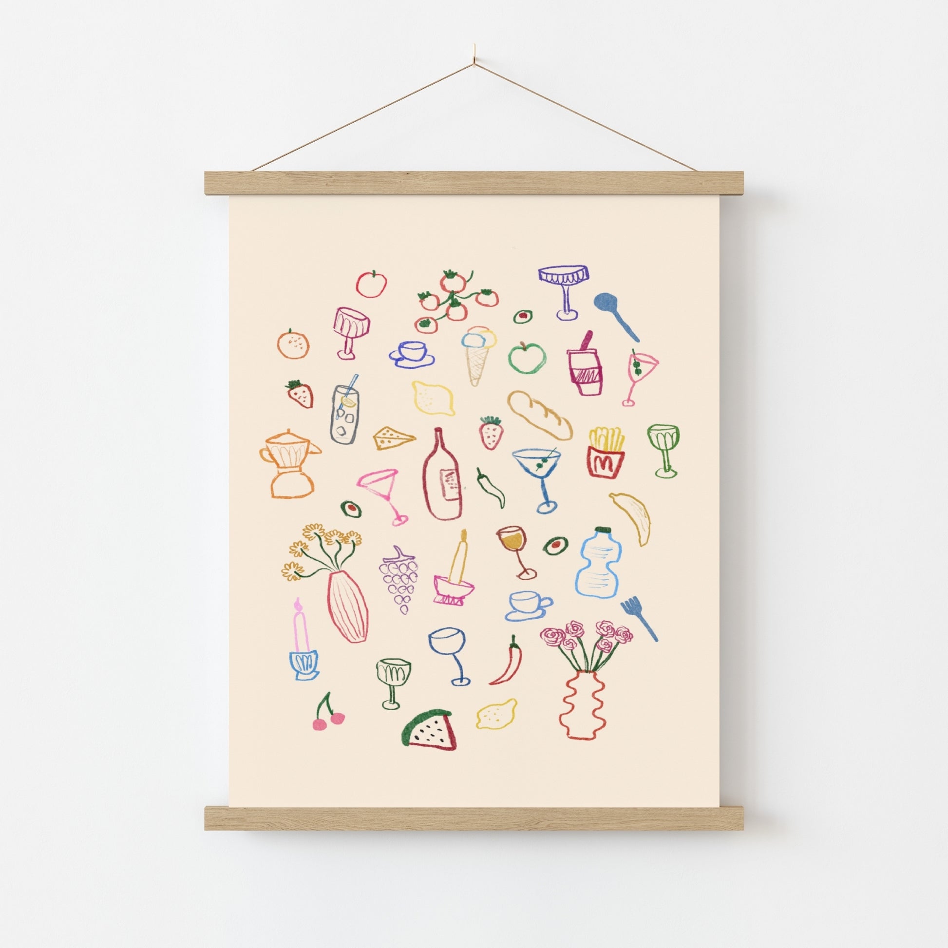 Colorful Food Wall Art – Playful Kitchen Poster, Kitchen Wall Decor