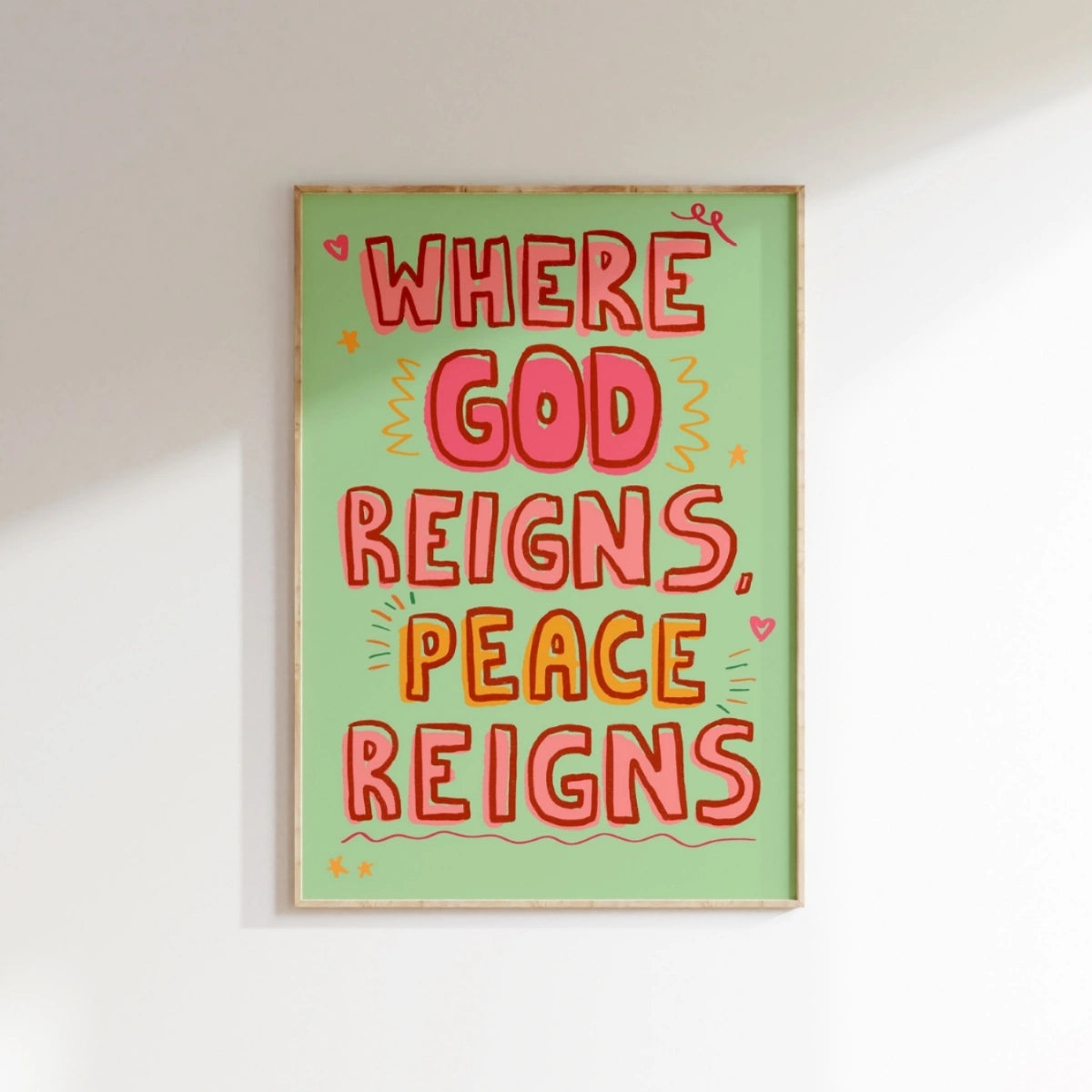 Impresión Dios Reina en Paz – Arte de Pared Cristiano, Decoración de Pared Cristiana