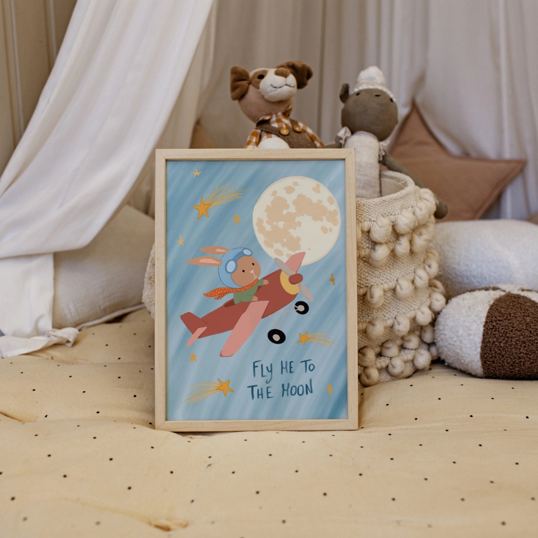 Fly Me To The Moon Nursery Wall Art, Space Nursery Decor