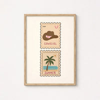 Coastal Cowgirl Postage Stamp Print
