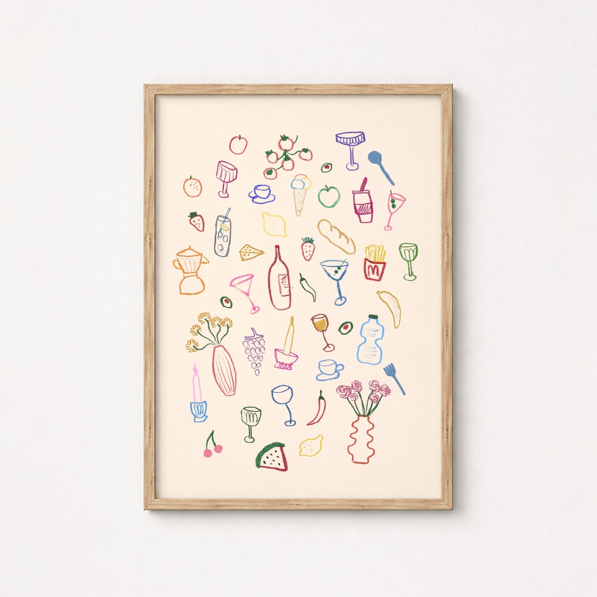 Colorful Food Wall Art – Playful Kitchen Poster, Kitchen Wall Decor