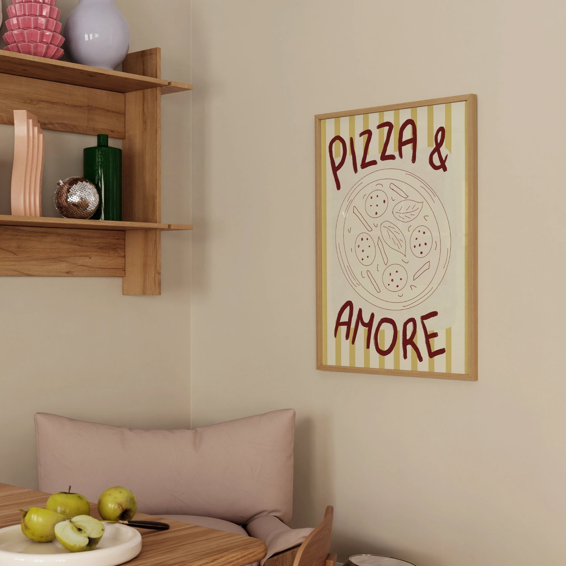 Decorazione murale per la tavola da pranzo italiana – Stampa di pasta, vino e cucina