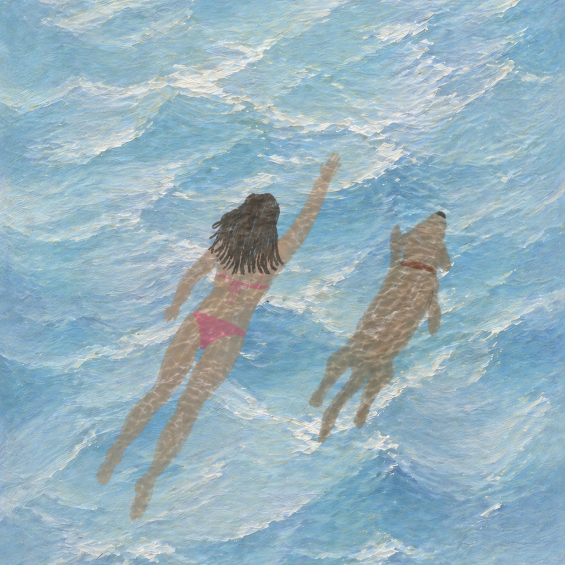 Swimming Girl With Dog Wall Art