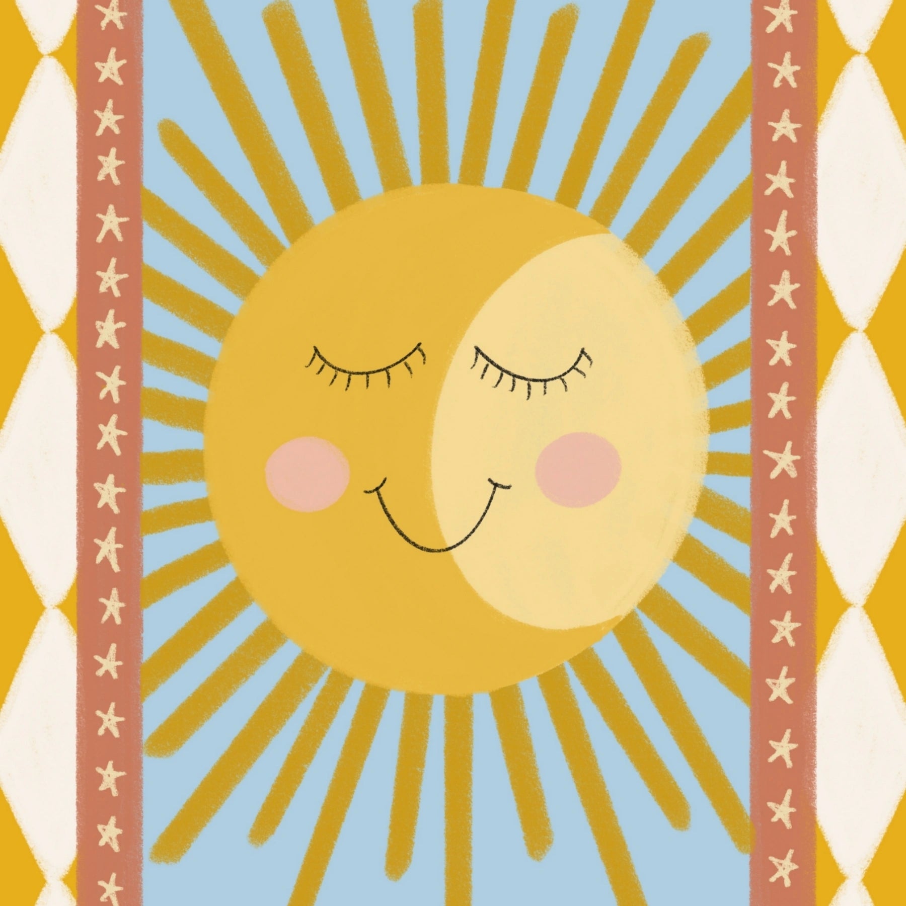 Stampa da parete per cameretta con sole fiabesco