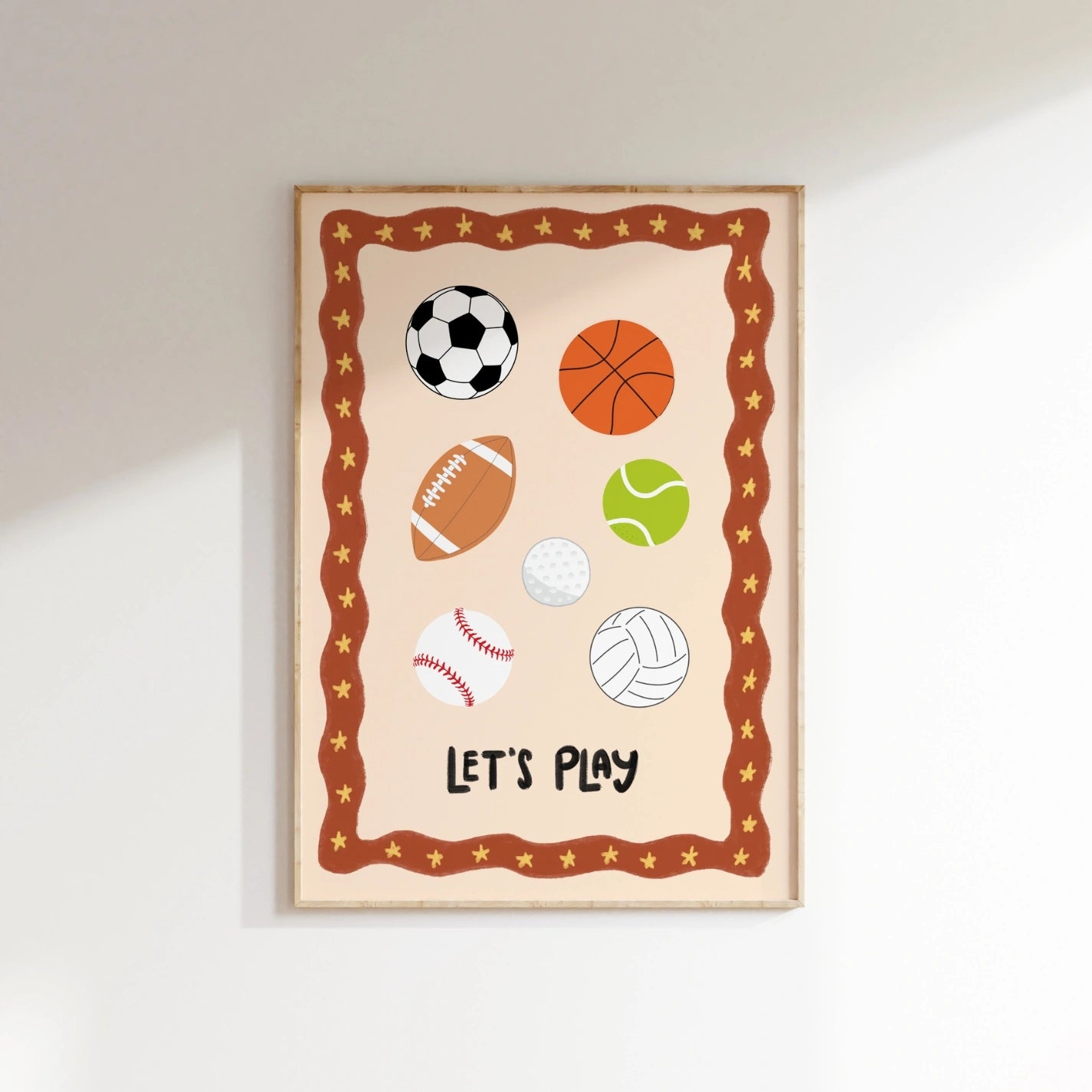 Let’s Play Sports Nursery Wall Art, Kids Sports Wall Art