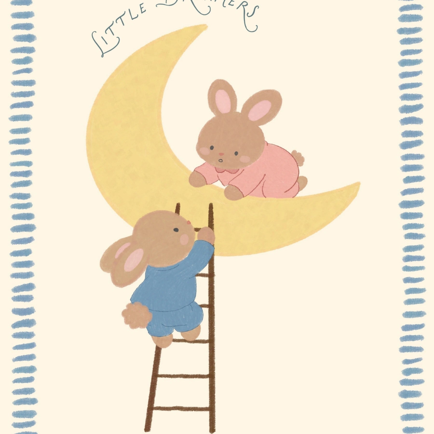 Arte da parete con coniglietto e luna