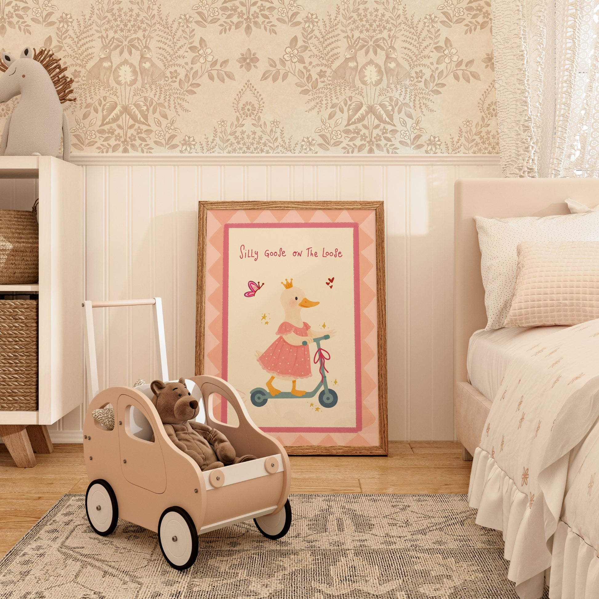 Oie rose rigolote en liberté