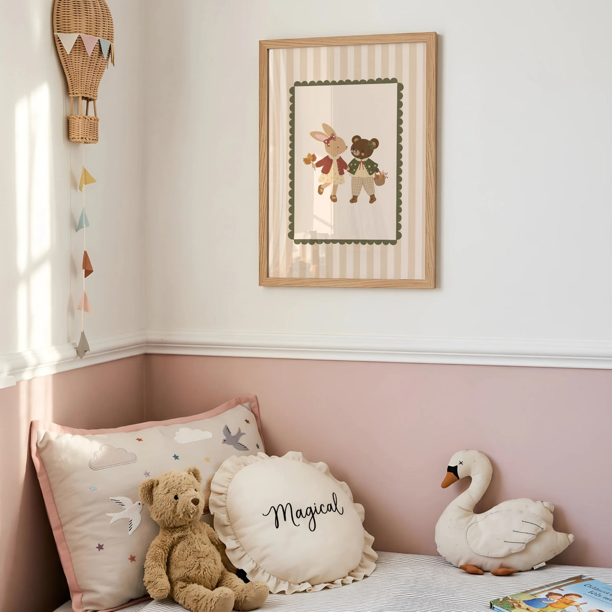 Bunny and Bear Autumn Friends – Poster fürs Baby- und Kinderzimmer