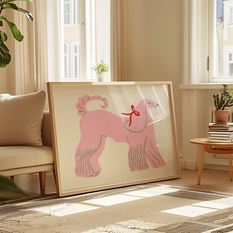 Pink Poodle Nursery Print – Cute Animal Wall Art for Kids