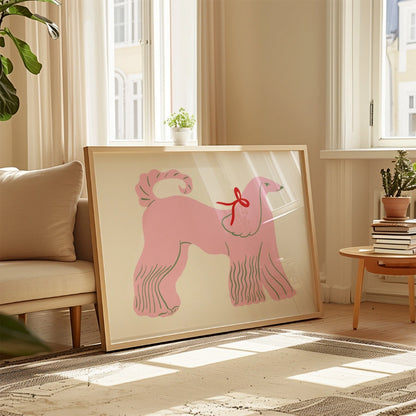 Pink Poodle Nursery Print – Cute Animal Wall Art for Kids