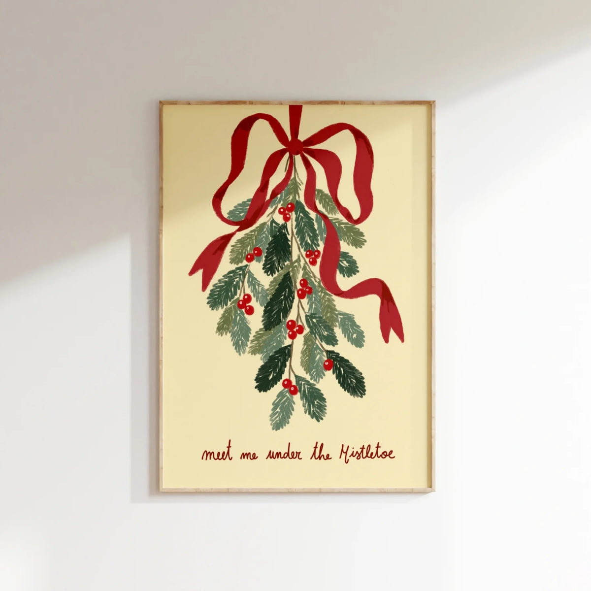 Christmas Mistletoe with Red Bow – Póster de Navidad