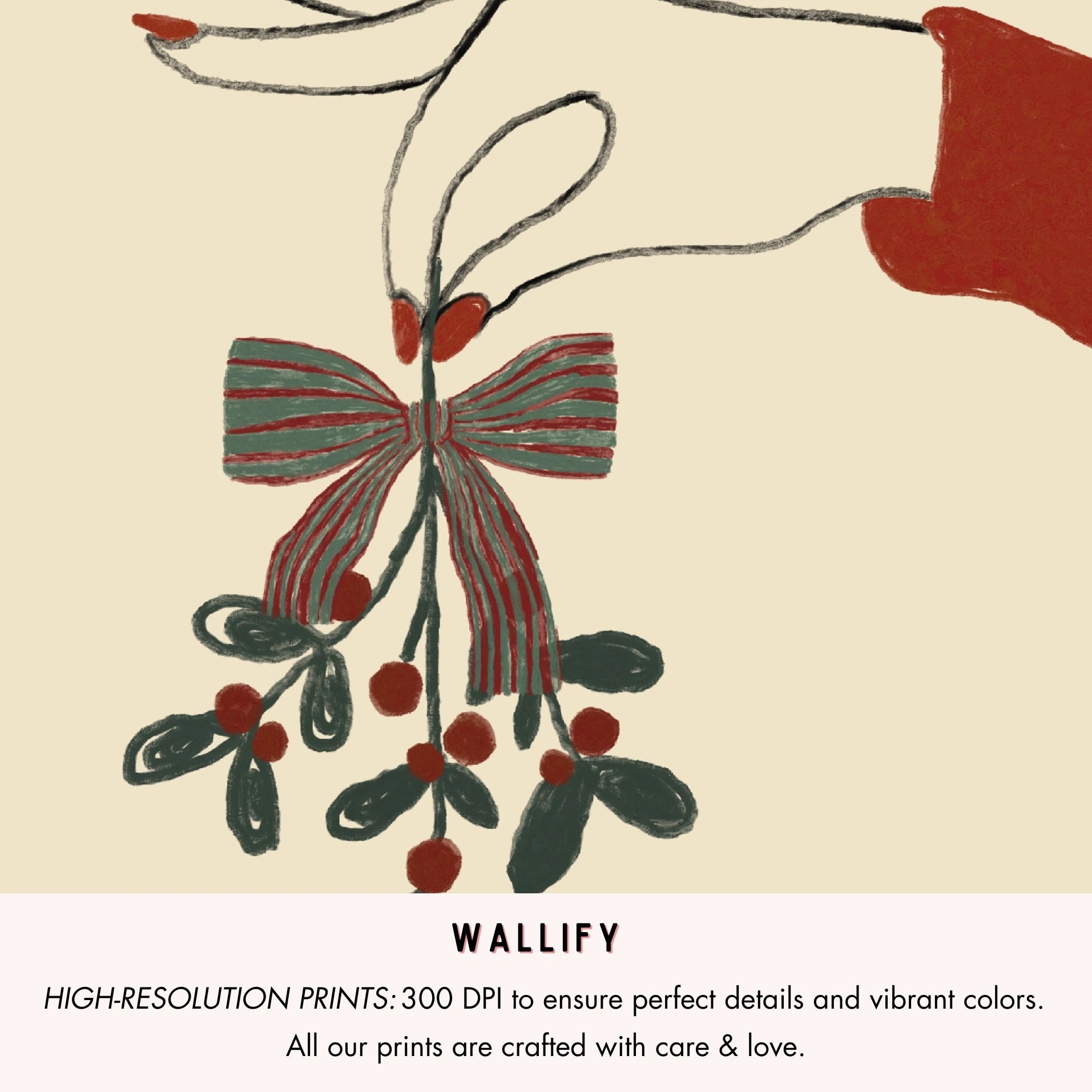 Set di 16 stampe natalizie alla moda disegnate a mano