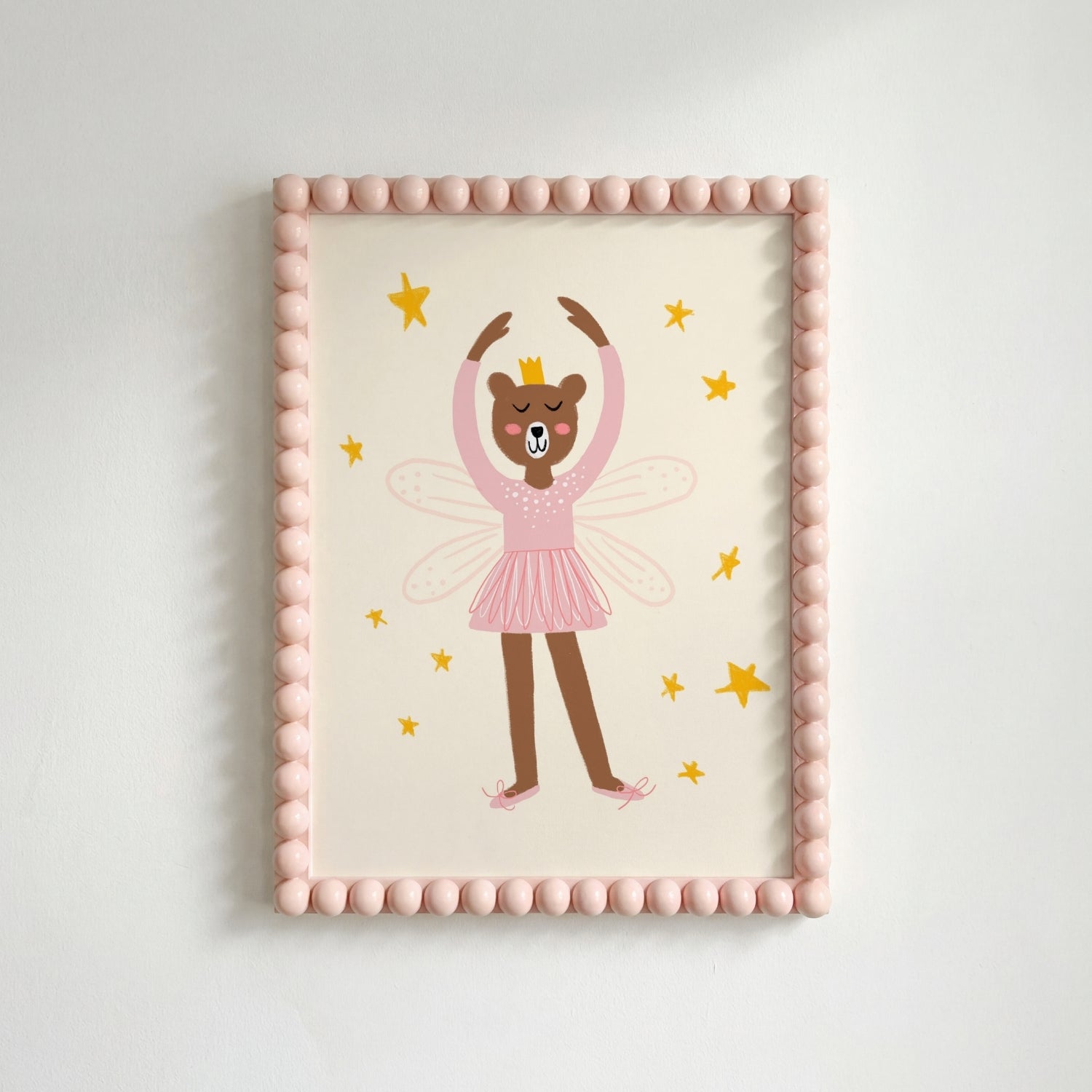 Fairy Bear Ballerina Wall Art - Pink Girl Nursery Print, Girls Room Decor