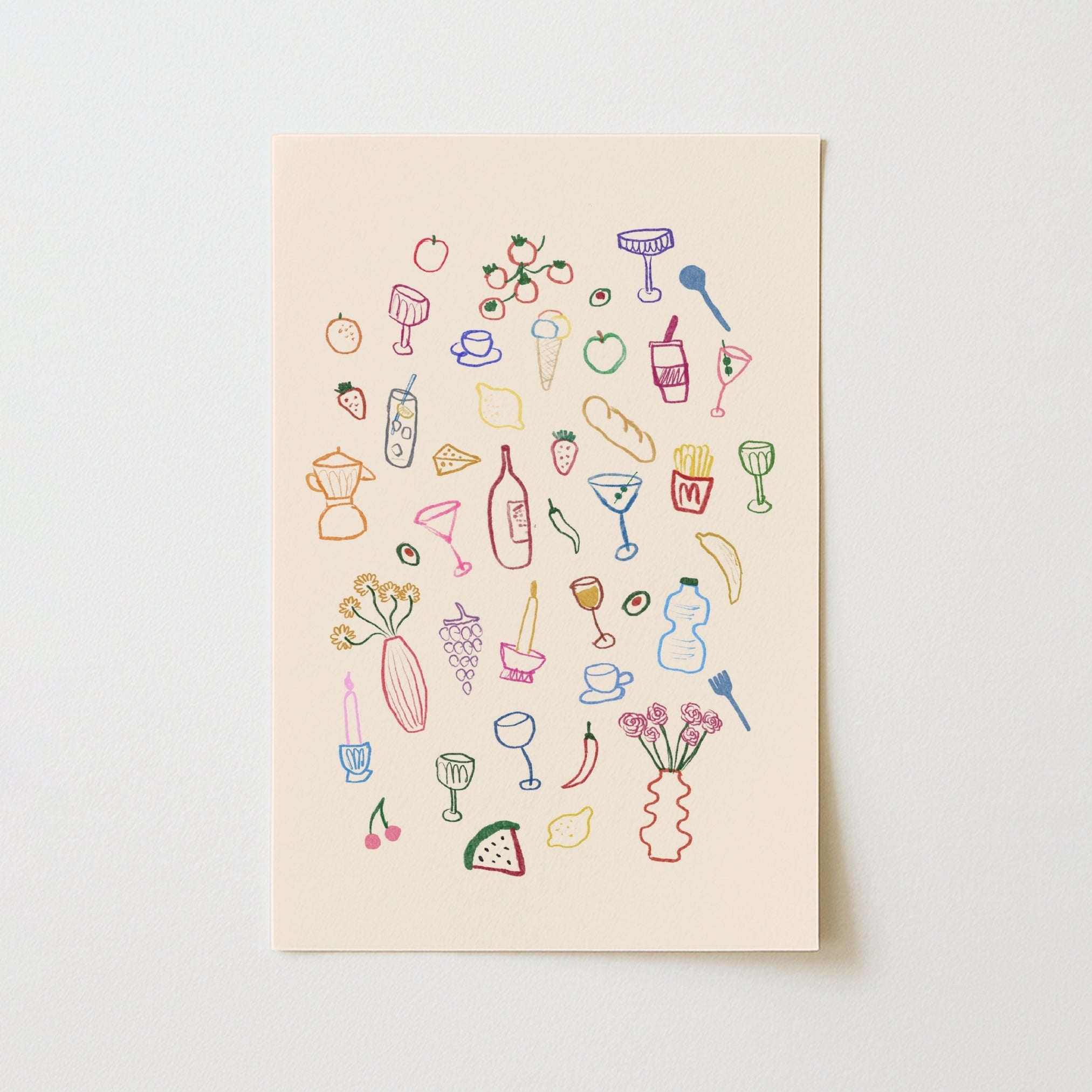 Colorful Food Wall Art – Playful Kitchen Poster, Kitchen Wall Decor