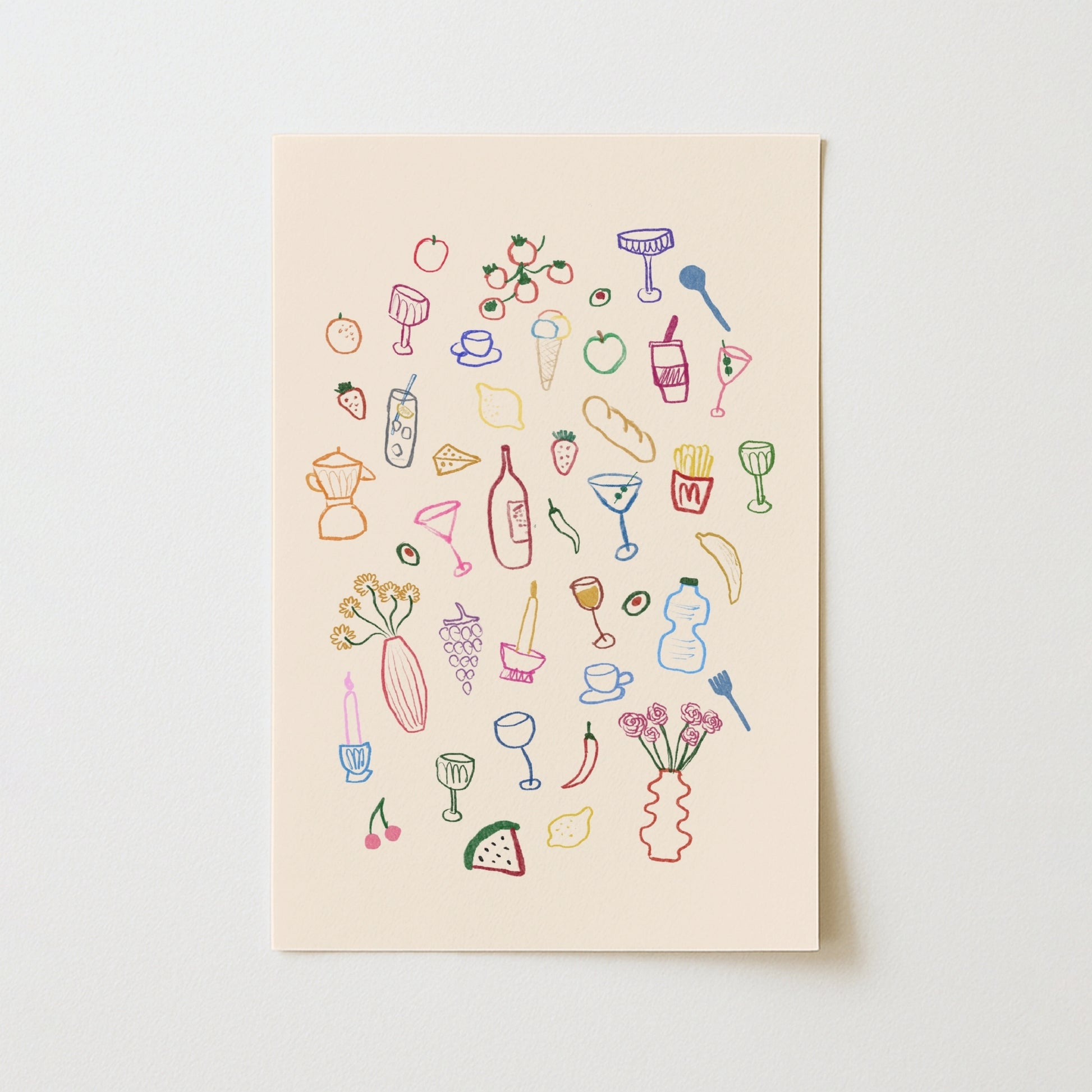 Colorful Food Wall Art – Playful Kitchen Poster, Kitchen Wall Decor