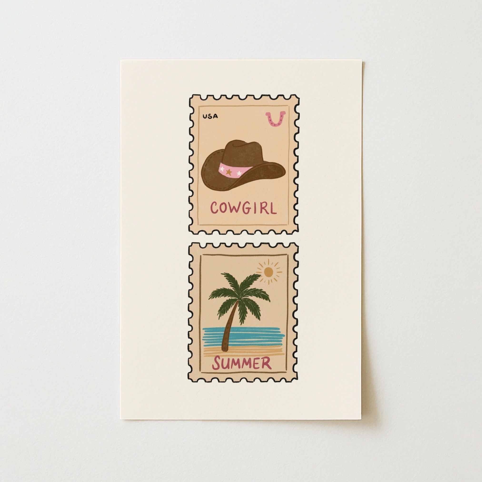 Coastal Cowgirl Postage Stamp Print