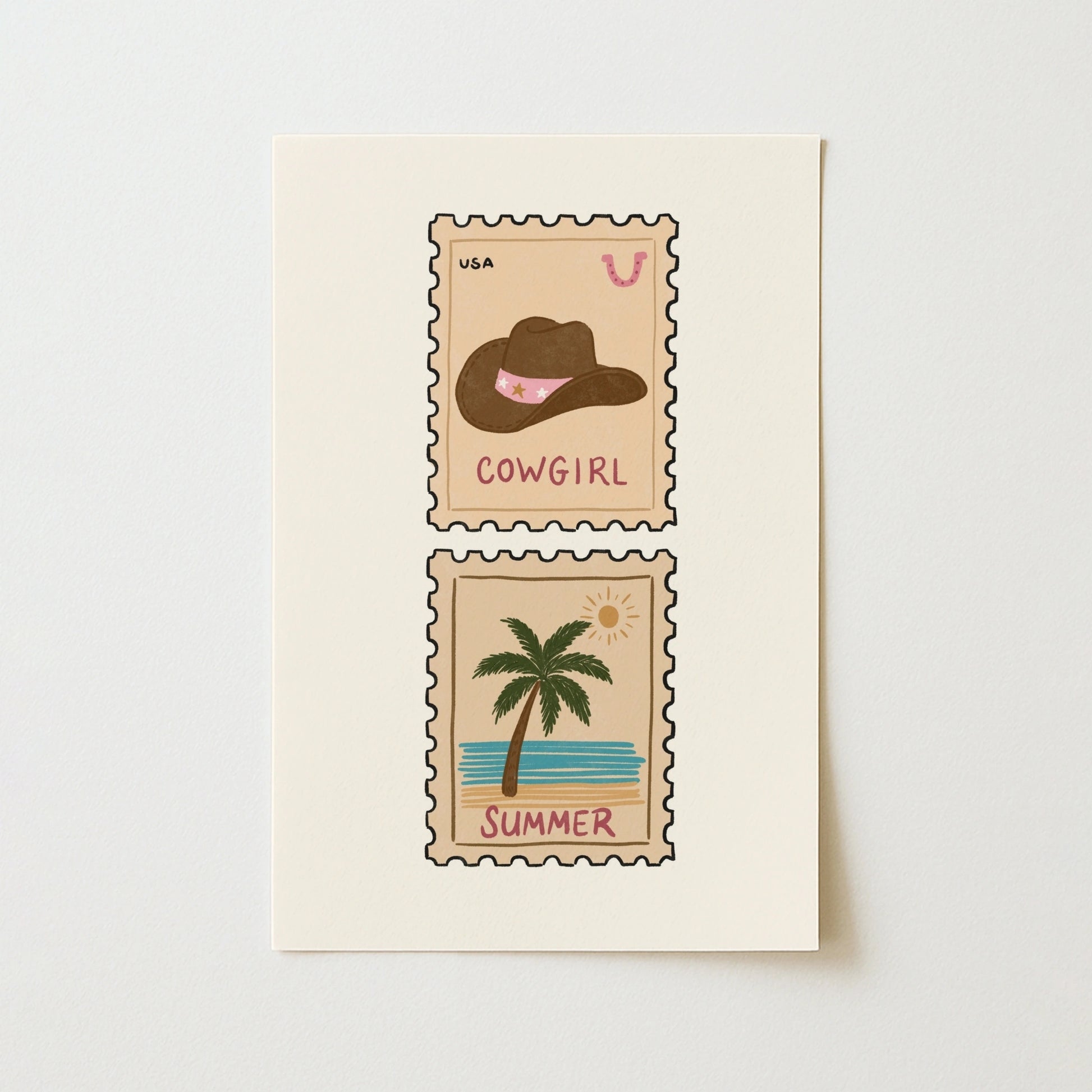 Coastal Cowgirl Postage Stamp Print