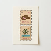 Coastal Cowgirl Postage Stamp Print