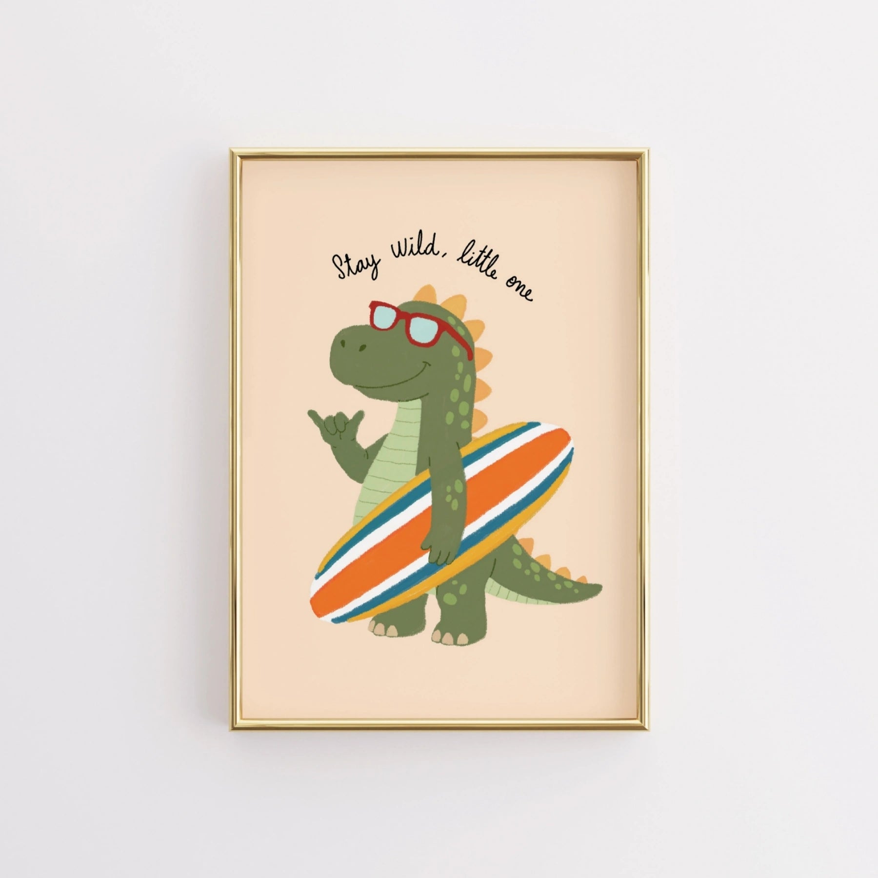 Surfing Dinosaur Nursery Print