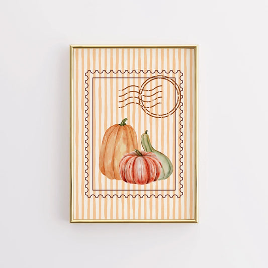 Watercolor Pumpkin Wall Art - Autumn Harvest Print