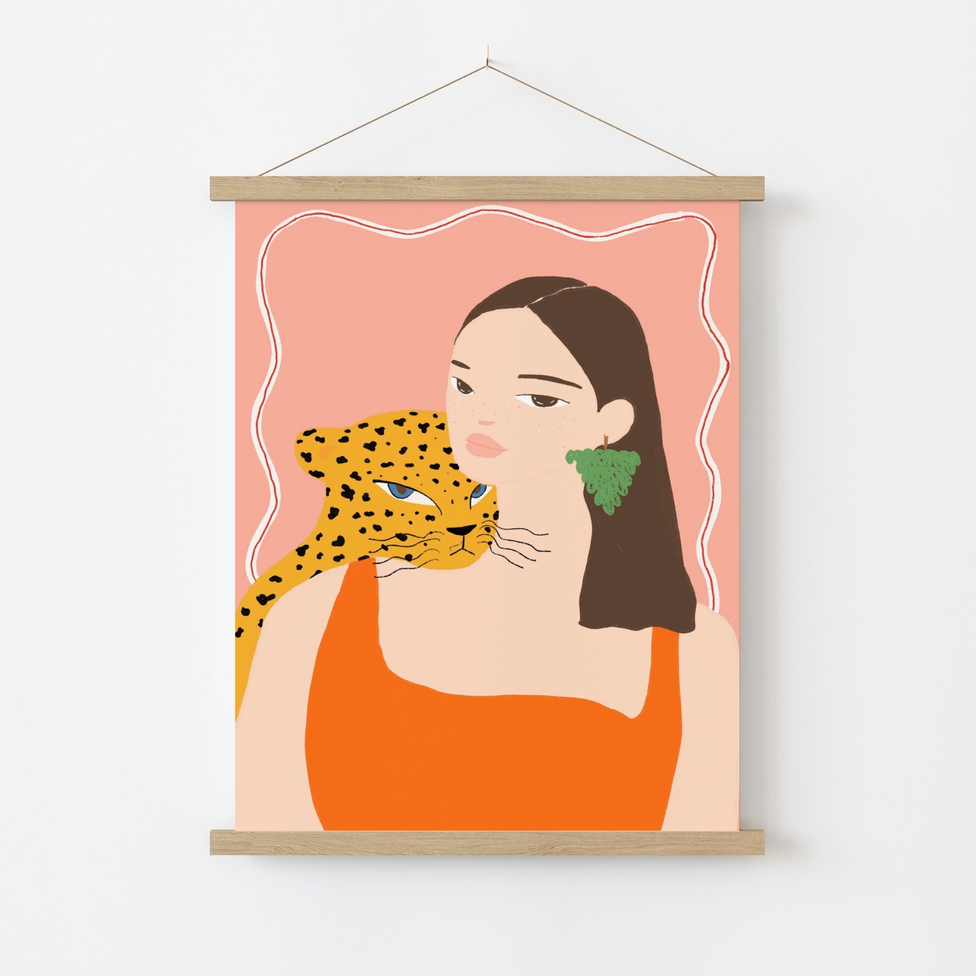Woman and Leopard Wall Art - Bold Summer Print