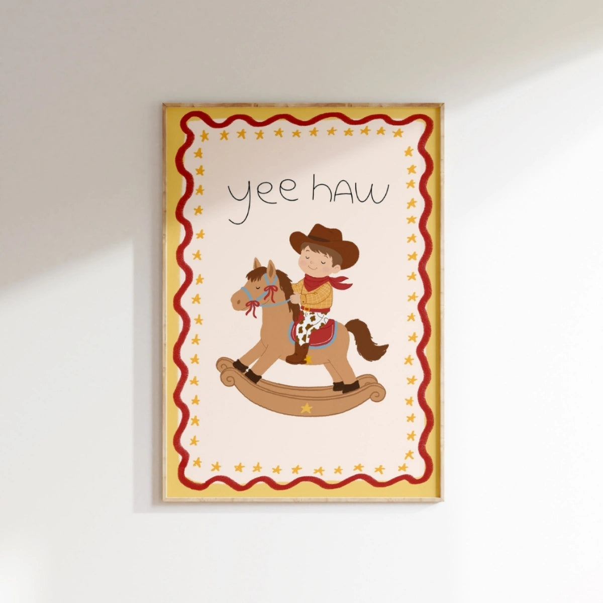 Affiche murale pour chambre de bébé cowboy avec inscription « Yee Haw »