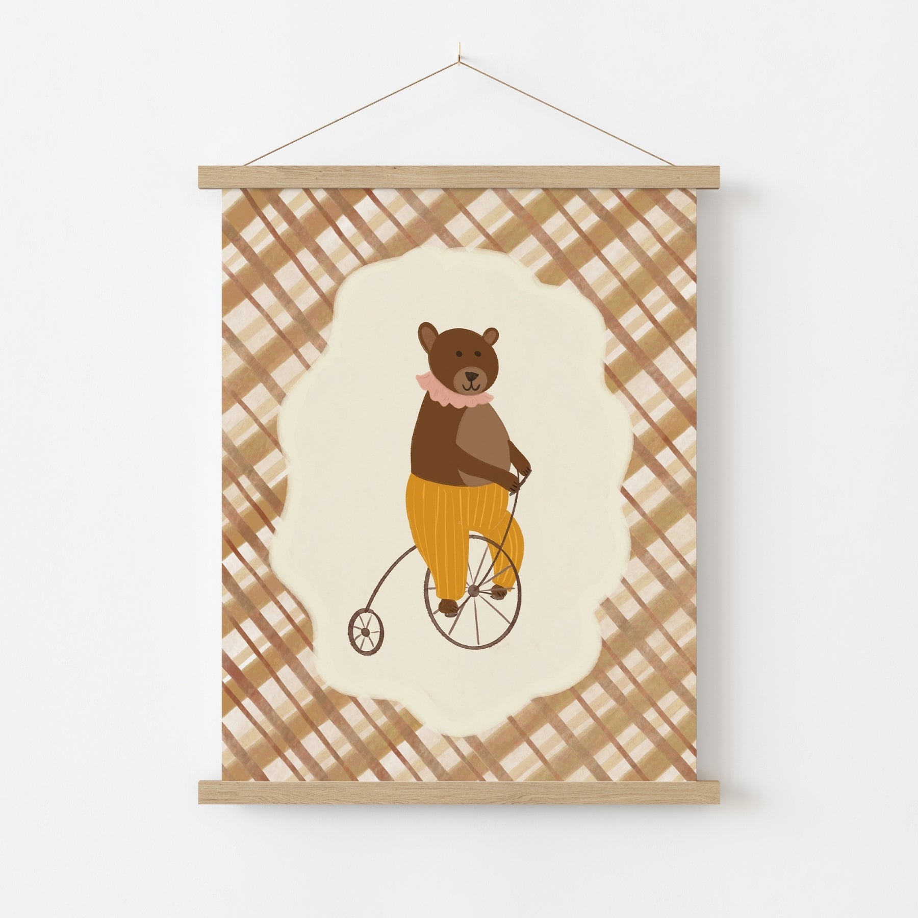 Vintage Bear on Bicycle Print, Vintage Nursery Decor