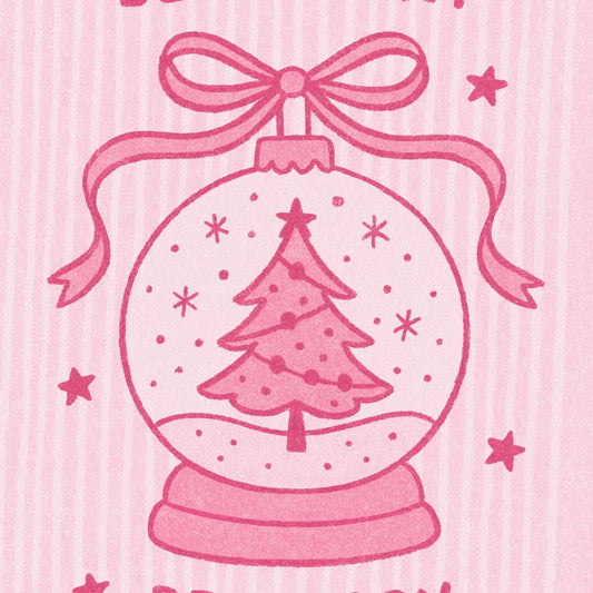 Pink Snow Globe Christmas Print