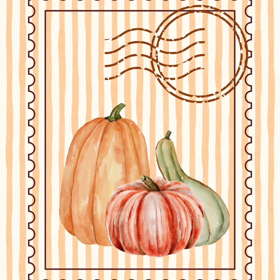 Watercolor Pumpkin Wall Art - Autumn Harvest Print