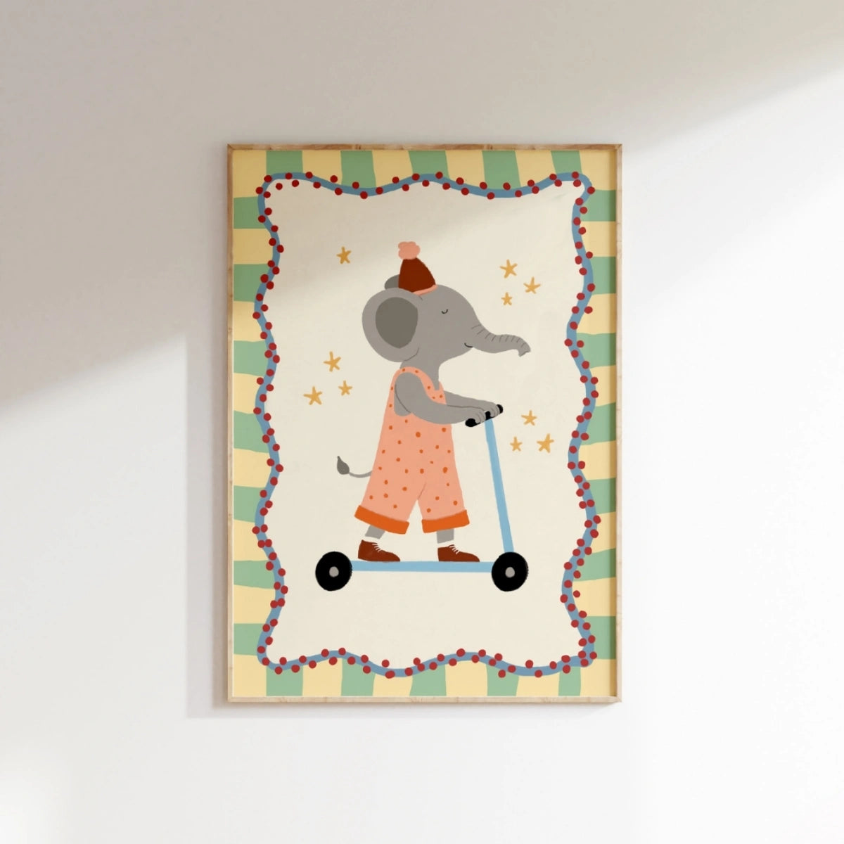 Elephant Scooter Nursery Wall Art, Colorful Kids Decor